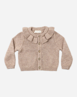 Ruffle Collar Cardigan Heathered Almond