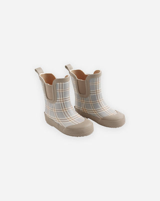 Rain Boots Blue Plaid