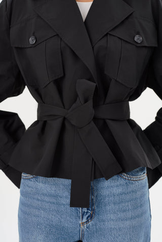 Quinn Cropped Trench Coat Black