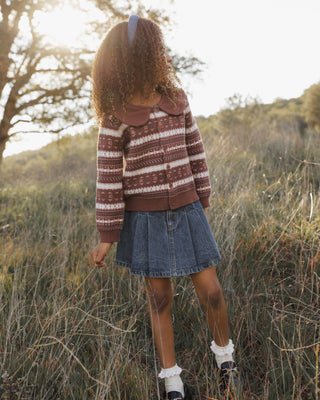 Fair Isle Cardigan Mulberry Stripe