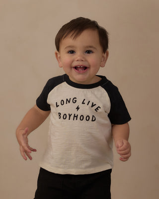 Raglan Short Sleeve Tee Long Live Boyhood Black