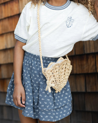 Tiered Mini Skirt Ditsy Marine