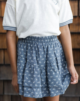 Tiered Mini Skirt Ditsy Marine