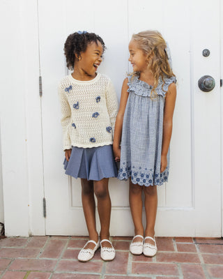 Crochet Knit Pullover Bows Natural