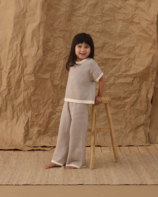Knit Wide Leg Pant Chocolate Stripe