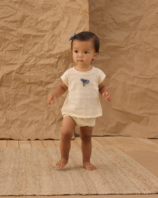 Scallop Knit Baby Set Natural