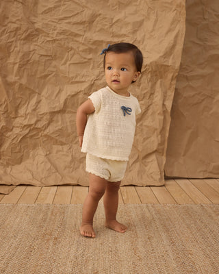 Scallop Knit Baby Set Natural
