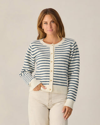 Women’s Classic Cardigan Maritime Stripe Marine