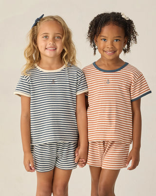 Pointelle Shorts Navy Stripe