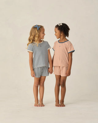 Pointelle Shorts Navy Stripe