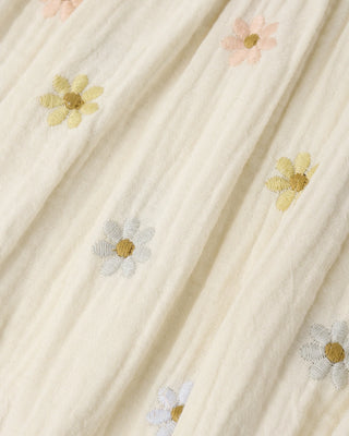 Amelia Romper Embroidered Daisies Natural
