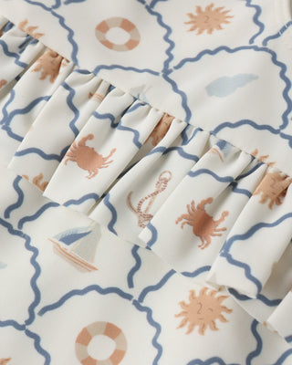 Skirted One Piece Nautical Ivory