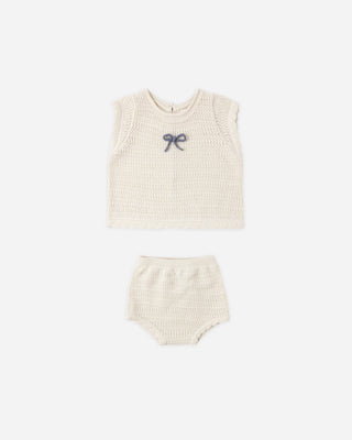 Scallop Knit Baby Set Natural