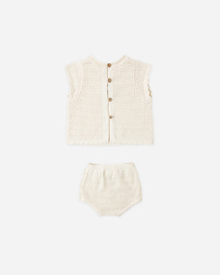 Scallop Knit Baby Set Natural