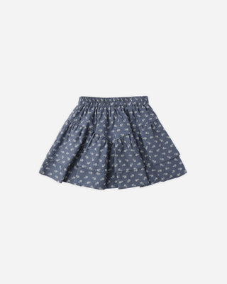 Tiered Mini Skirt Ditsy Marine