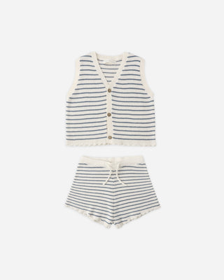 Knit Vest Set Marine Stripe Ivory