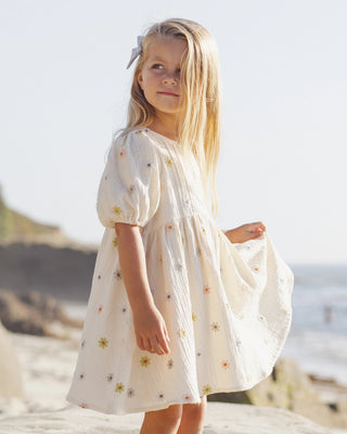 Marley Dress Embroidered Daisies Natural