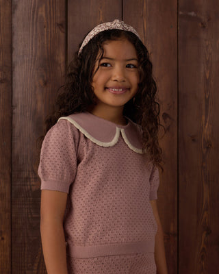 Pointelle Collared Top Rosewood