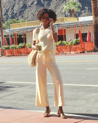 Lounge Denim Crop Pant Honeysuckle