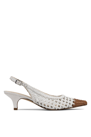 Risha Kitten-Heel Sling Off-White