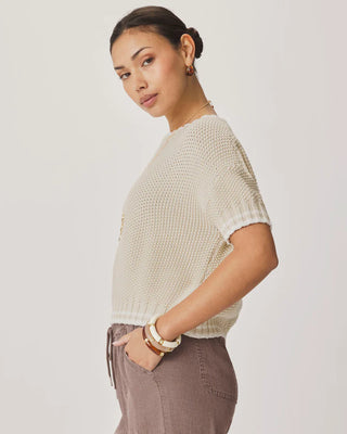 Ann Marie Short Sleeve Sweater Light Fawn