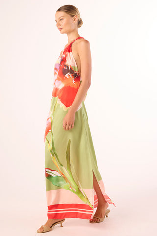 Dounia Dress Scarf Flora Satin