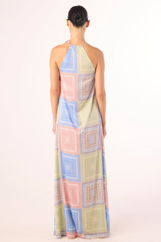 Madge Dress Pastel Tiles Satin