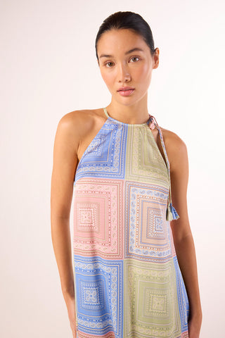 Madge Dress Pastel Tiles Satin