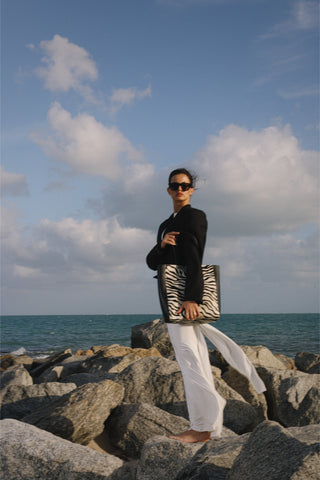 Mara Shopper Tote Zebra Calf Hair