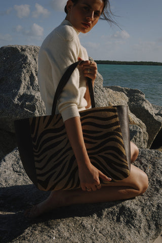 Savannah Tote Brown Zebra Calf Hair