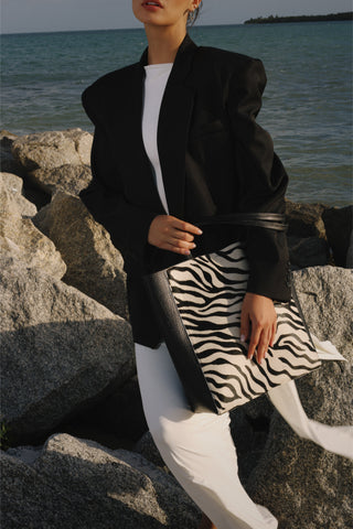 Mara Shopper Tote Zebra Calf Hair