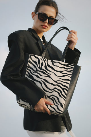 Mara Shopper Tote Zebra Calf Hair