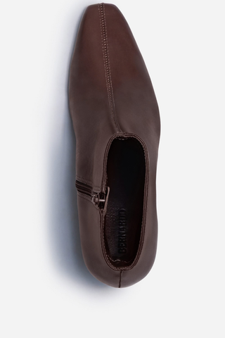 Sanya Leather Kitten Heel Bootie Dark Chocolate