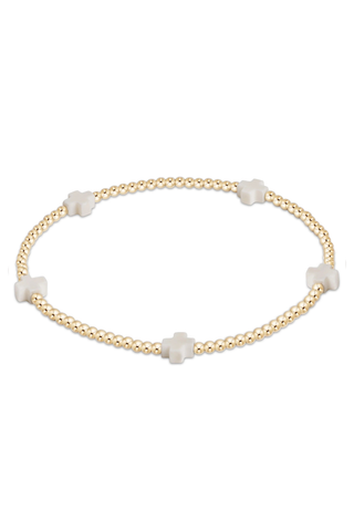 Signature Cross Small 2mm Gold Bracelet Off White