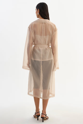 Talise Sheer Organza Trench Coat Beige