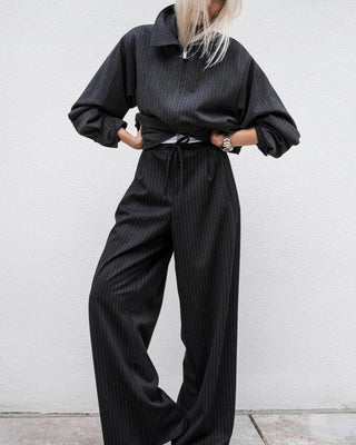 Blake Pinstripe Jacket Charcoal