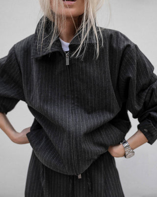Blake Pinstripe Jacket Charcoal