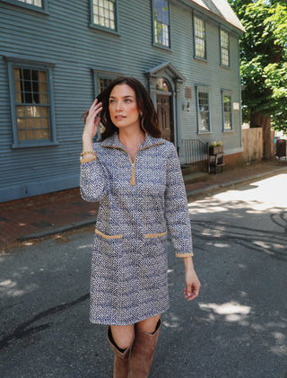 Helena Herringbone Knit Dress Iced Coffee