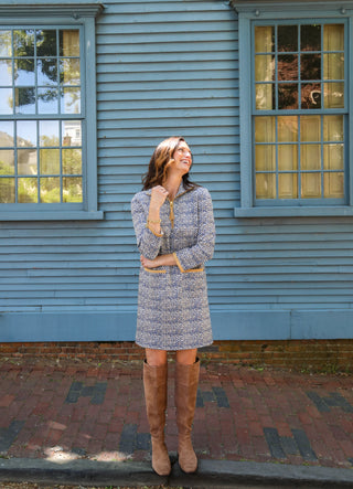 Helena Herringbone Knit Dress Iced Coffee