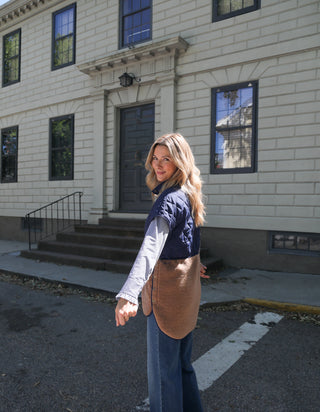 Cassidy Quilted Shearling Vest Iced Coffee