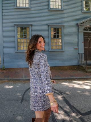 Helena Herringbone Knit Dress Iced Coffee