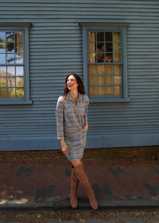 Helena Herringbone Knit Dress Iced Coffee