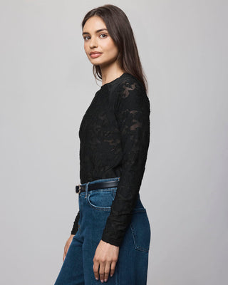 Cecelia Floral Long Sleeve Tee Black