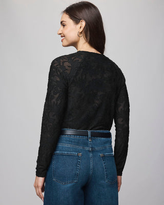 Cecelia Floral Long Sleeve Tee Black