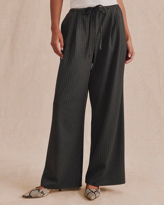 Valerie Pleated Pinstripe Pant Charcoal