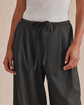 Valerie Pleated Pinstripe Pant Charcoal