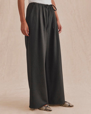 Valerie Pleated Pinstripe Pant Charcoal