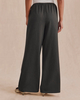 Valerie Pleated Pinstripe Pant Charcoal
