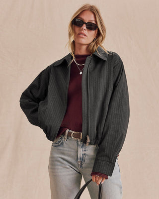 Blake Pinstripe Jacket Charcoal