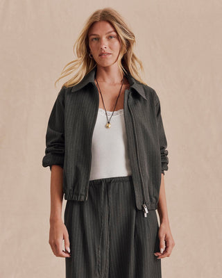 Blake Pinstripe Jacket Charcoal